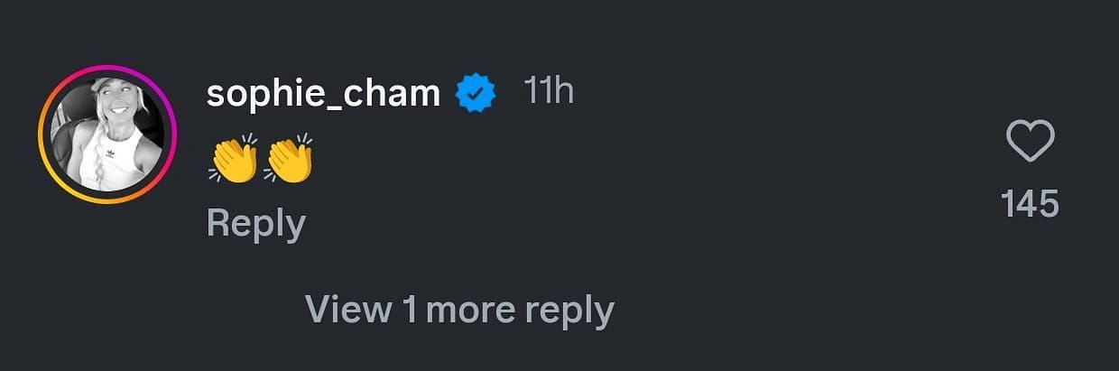 Sophie Cunningham’s reaction on Instagram